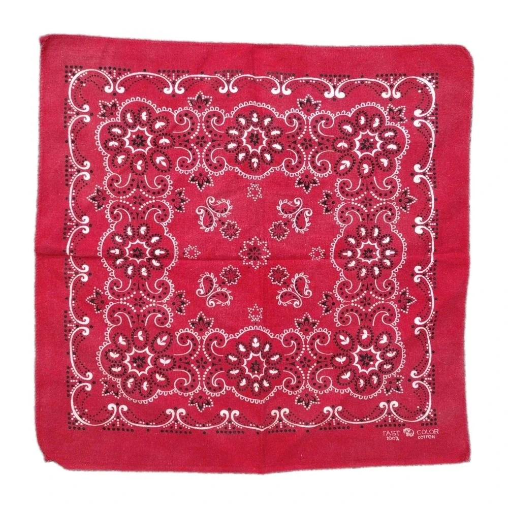 Vtg 50s 60s Elephant Trunk Up Bandana Indigo Red Selvedge Cotton Workwear #1846